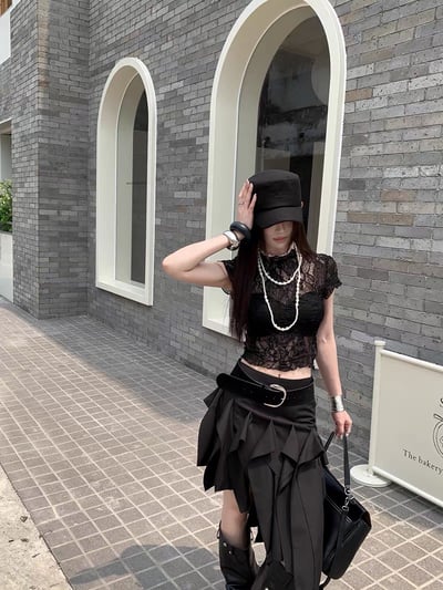 韓系皺褶百搭內搭上衣6