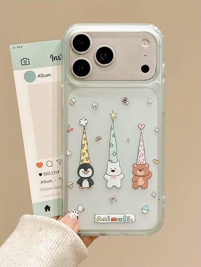半透磨砂可愛帽子防摔手機殼｜iPhone 15-17系列1