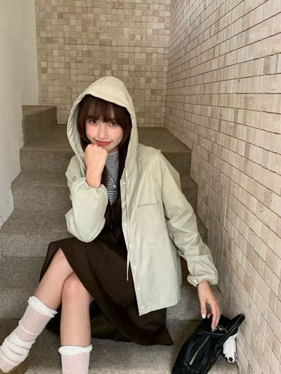連帽開釦皮襯衫皮外套7