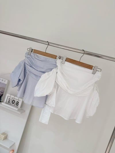 澎袖一字領上衣(袖可拆)9