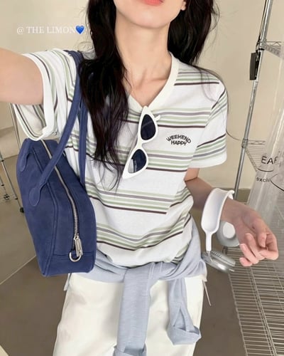 撞色條紋tee上衣2