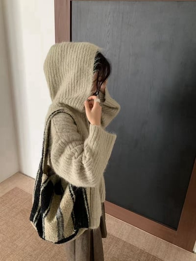 口袋拉鍊連帽毛衣外套4
