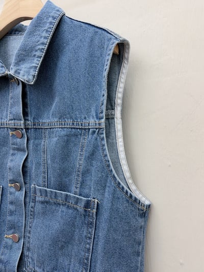 復古水洗牛仔無袖背心10