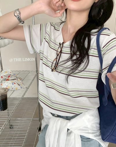 撞色條紋tee上衣4