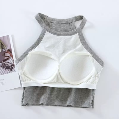 BRATOP-【涼感】掛脖短版立體胸墊罩杯背心上衣12