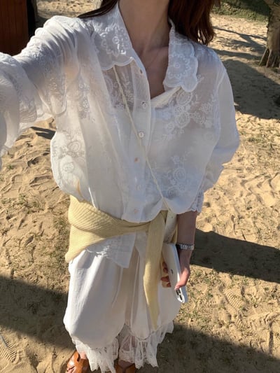 浪漫提花開釦衫防曬罩衫外套8