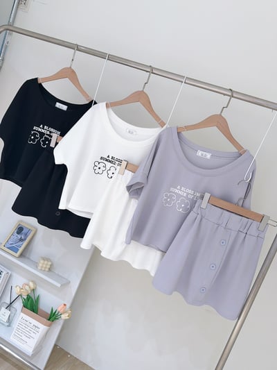 自訂款-空氣棉大圓領小花套裝裙2