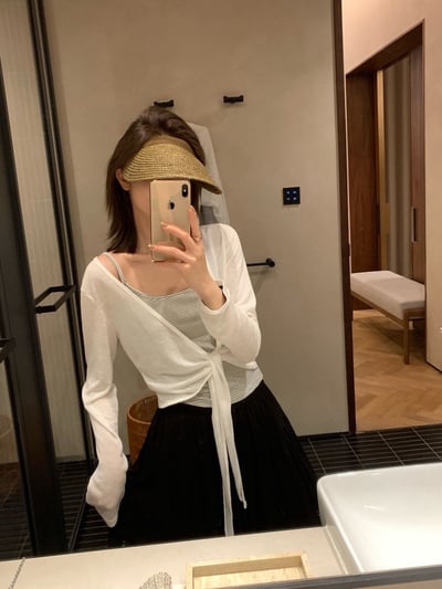 防曬外條紋背心兩件套1