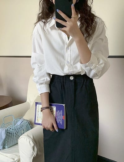 質感翻領純棉襯衫上衣3