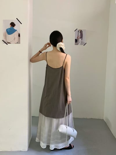 雙層透紗吊帶洋裝3