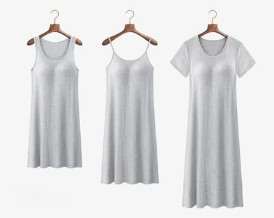 【帶胸墊】極舒服莫代爾居家服睡衣連身裙(吊帶/背心/短袖)18
