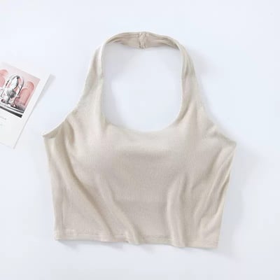 BRATOP-【涼感】掛脖吊帶短版美背立體胸墊罩杯BRA背心8