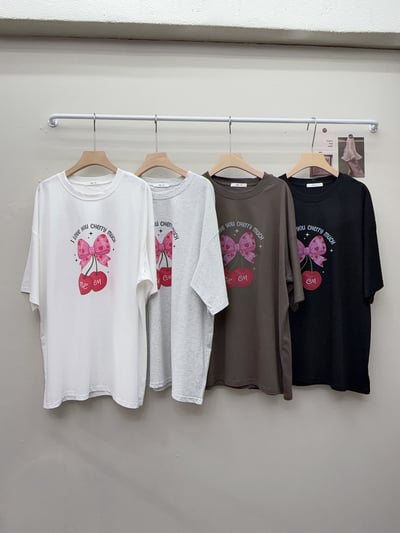 甜美櫻桃寬鬆短袖上衣5
