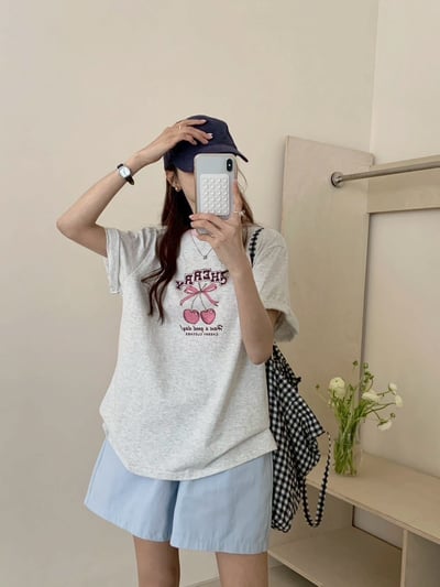 撞色領櫻桃tee上衣5