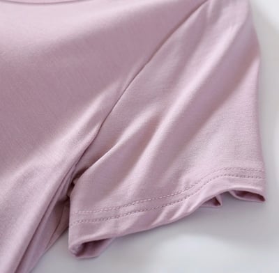 BRA TOP-極舒適莫代爾浪漫色系立體胸墊罩杯短袖睡裙家居服睡衣11