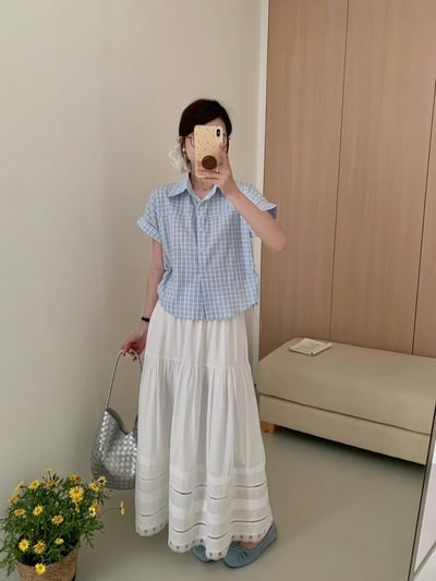 側抽繩短袖襯衫上衣2