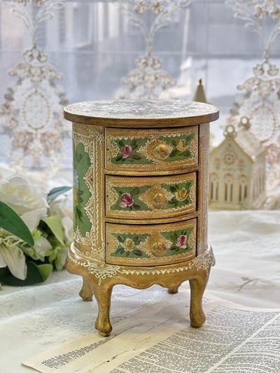 義大利佛羅倫斯手繪圓型高腳珠寶盒4