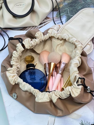 柔軟皮革束口化妝包/收納包4