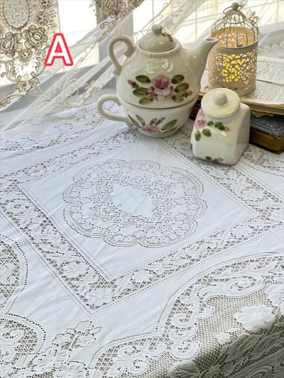 歐式簡約蕾絲方形桌布2