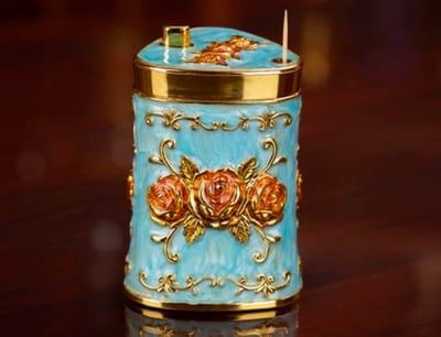 法式立體玫瑰按壓牙籤盒6