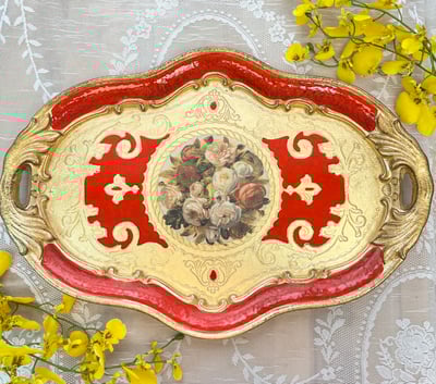 義大利佛羅倫斯手工玫瑰橢圓托盤5