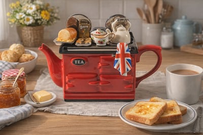 英國造型壺-紅色英國莊園午宴Aga壺(大)British Sunday Lunch Aga Style1