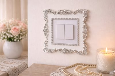 歐式輕奢銀邊玫瑰開關貼2