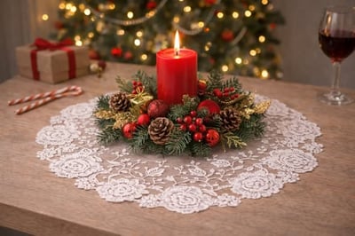 法式圓形小玫瑰蕾絲墊2