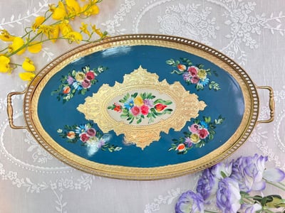 義大利佛羅倫斯手工銅框雙耳橢圓盤3