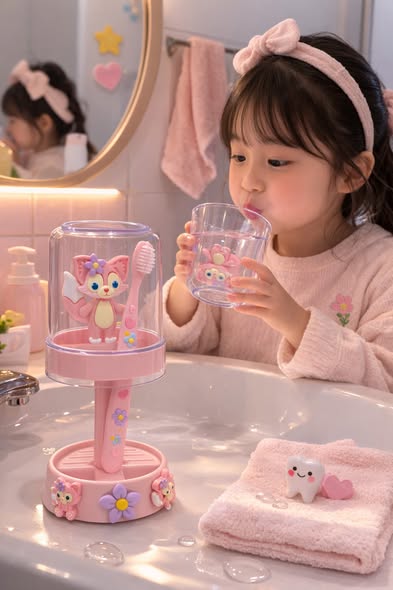 可愛卡通防塵牙刷杯架4