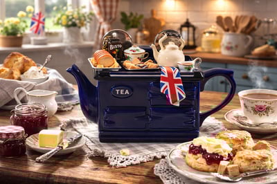 英國造型壺-藍色英國莊園午宴Aga壺(大)British Sunday Lunch Aga Style1