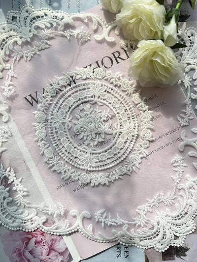 法式方形蕾絲墊6