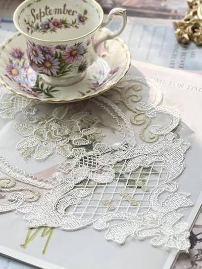 法式網格刺繡蕾絲墊/桌墊4