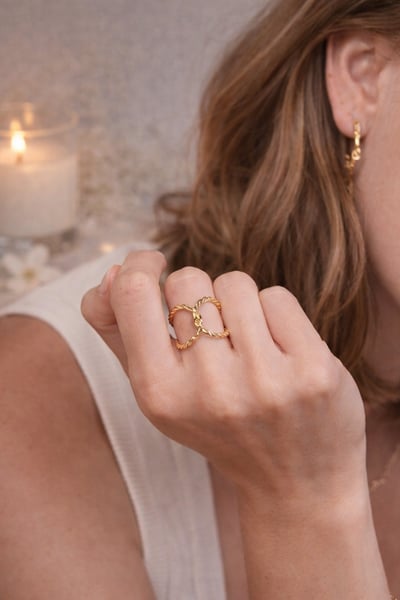 法式金色雙環可調式戒指3