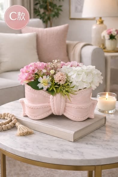 粉色蝴蝶結盆花4