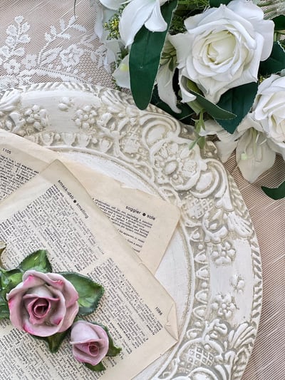 義大利佛羅倫斯浮雕純白托盤/餐盤裝飾墊3