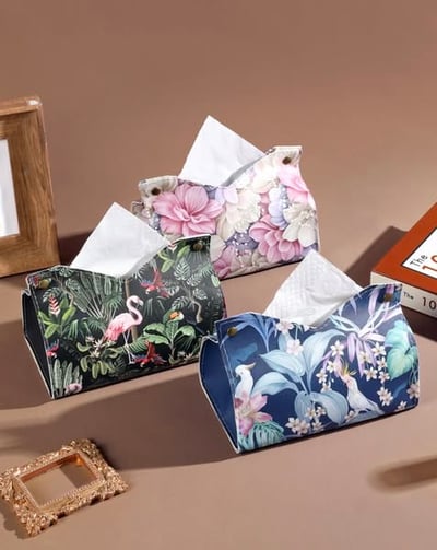 油畫皮革面紙盒1