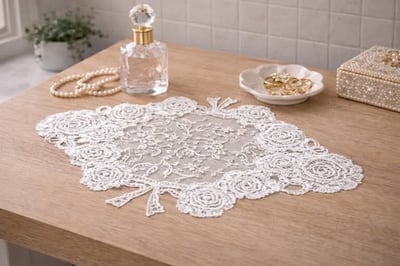 法式玫瑰蝴蝶結蕾絲墊1