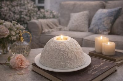 法國Bernardaud 玫瑰浮雕香氛蠟燭台4