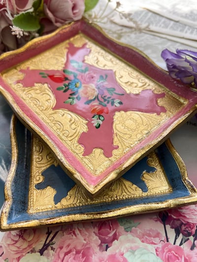 義大利佛羅倫斯手繪玫瑰小茶盤5