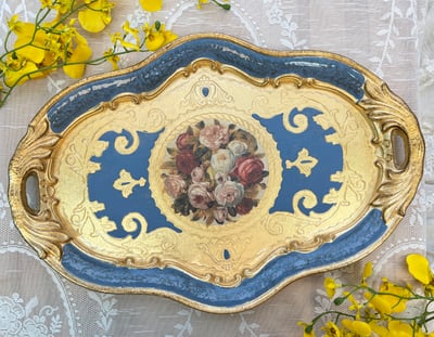 義大利佛羅倫斯手工玫瑰橢圓托盤3