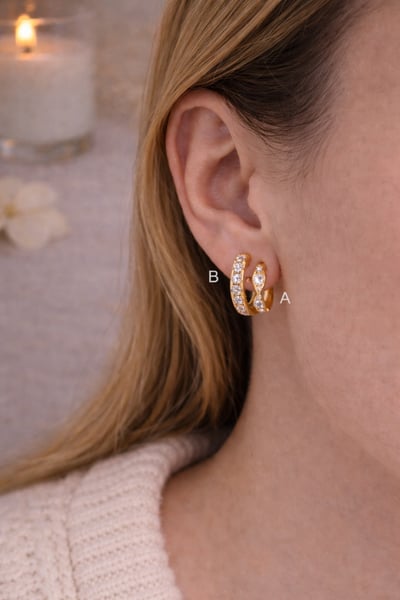 法式菱形三鑽耳環/滿鑽耳環｜單只4