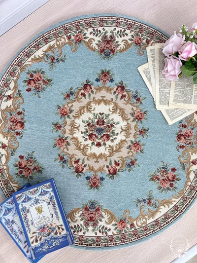 玫瑰圖騰圓形地墊1