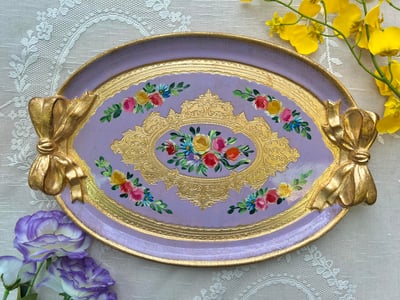 義大利佛羅倫斯手繪緞帶橢圓拖盤5