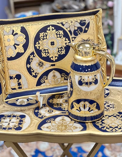 義大利佛羅倫斯手工深藍圖騰保溫壺3