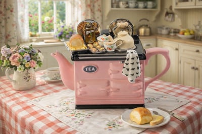 英國造型壺-粉色英國莊園午宴Aga壺(大)Sunday Lunch Aga Style1