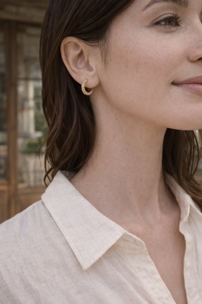 法式錘紋小圓圈耳環｜單只4