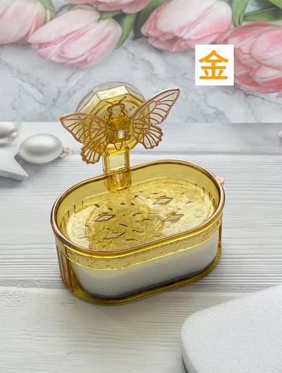 輕奢蝴蝶吸盤雙層肥皂盒2