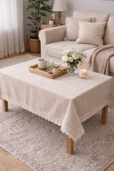 百搭蕾絲邊防水桌布2