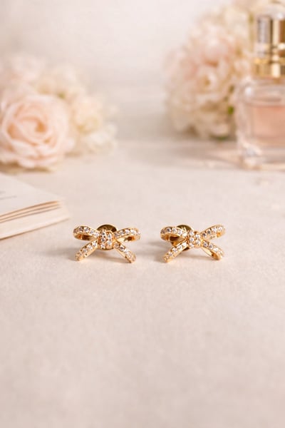 法式晶鑽蝴蝶結耳環3